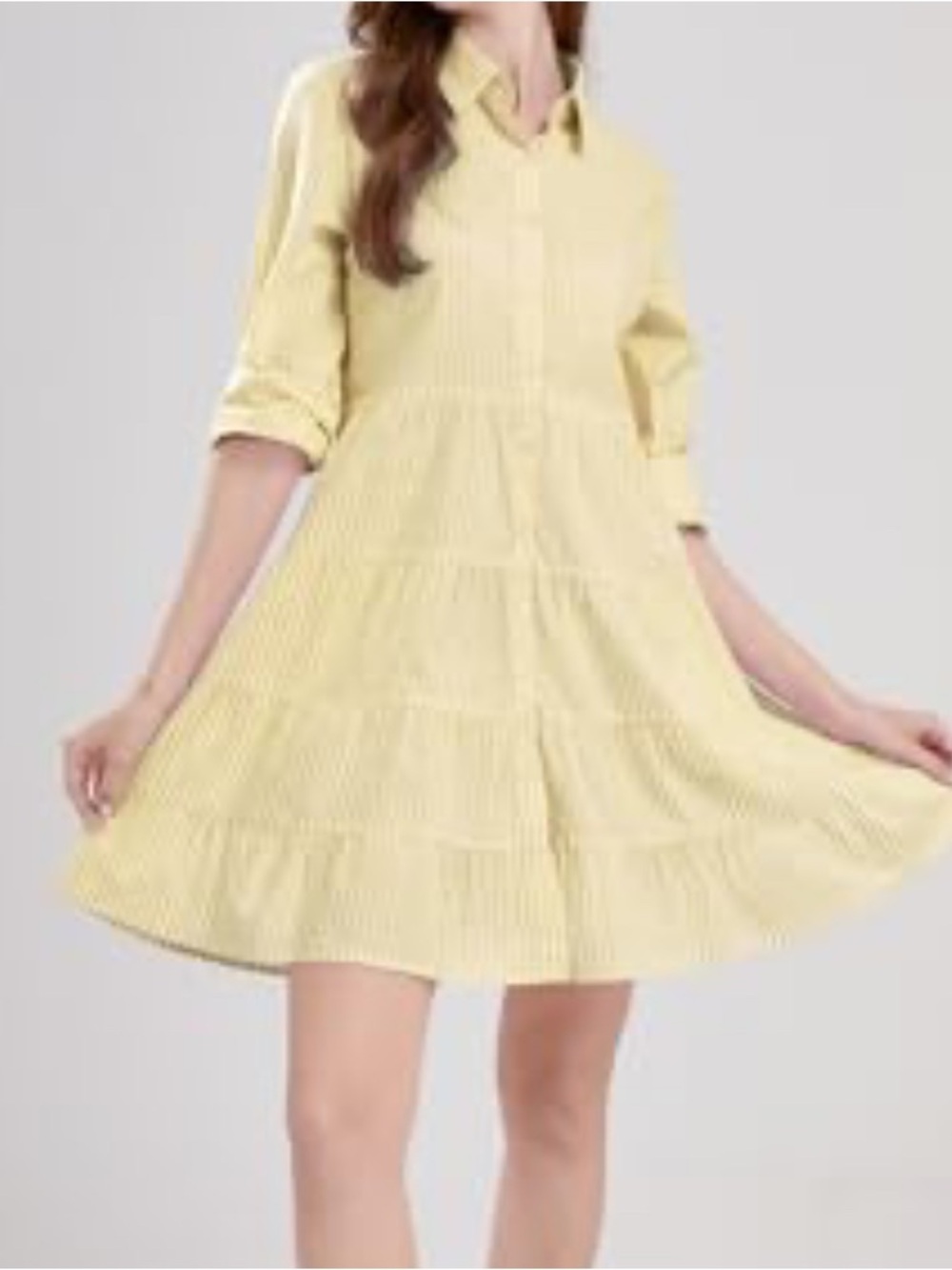 Utcoco Yellow Stripe Maxi Shirt Dress